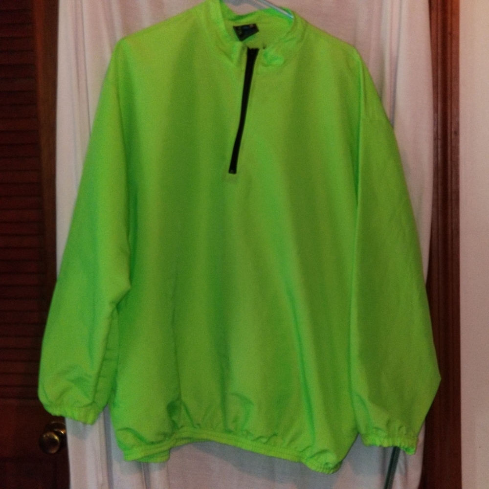 Neon green Mamacoca athletics pullover wind breaker. One size